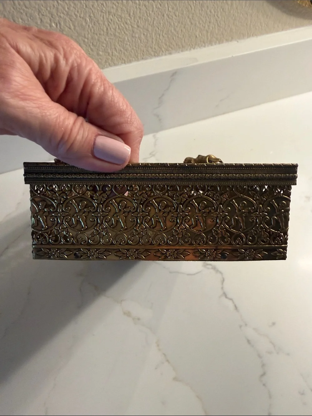 Vintage Brass Hollywood Regency Style Tissue Holder